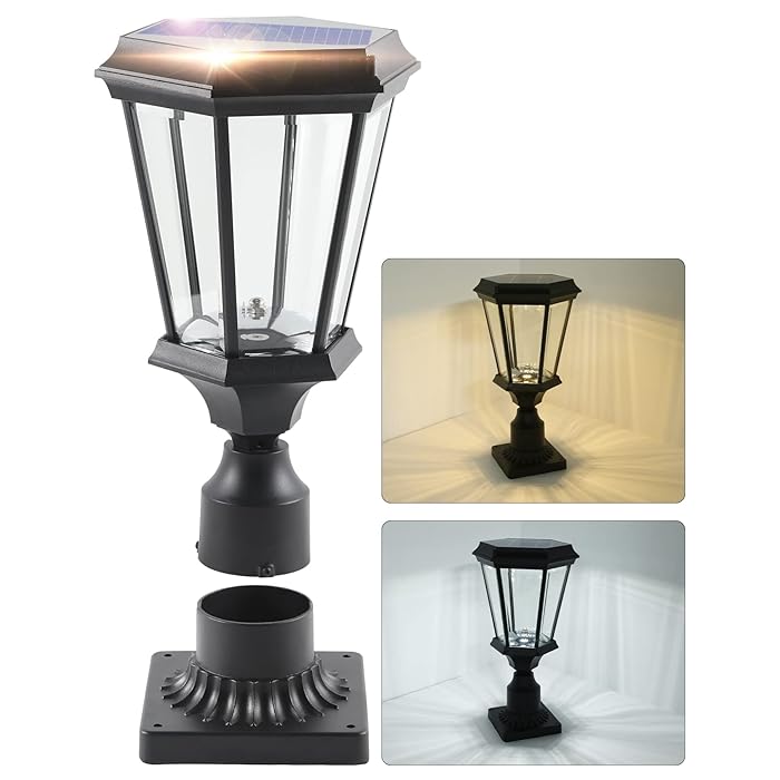 Buy VOCLDFA Solar Post Light, Dusk to Dawn Sensor Post Light Fixture 15
