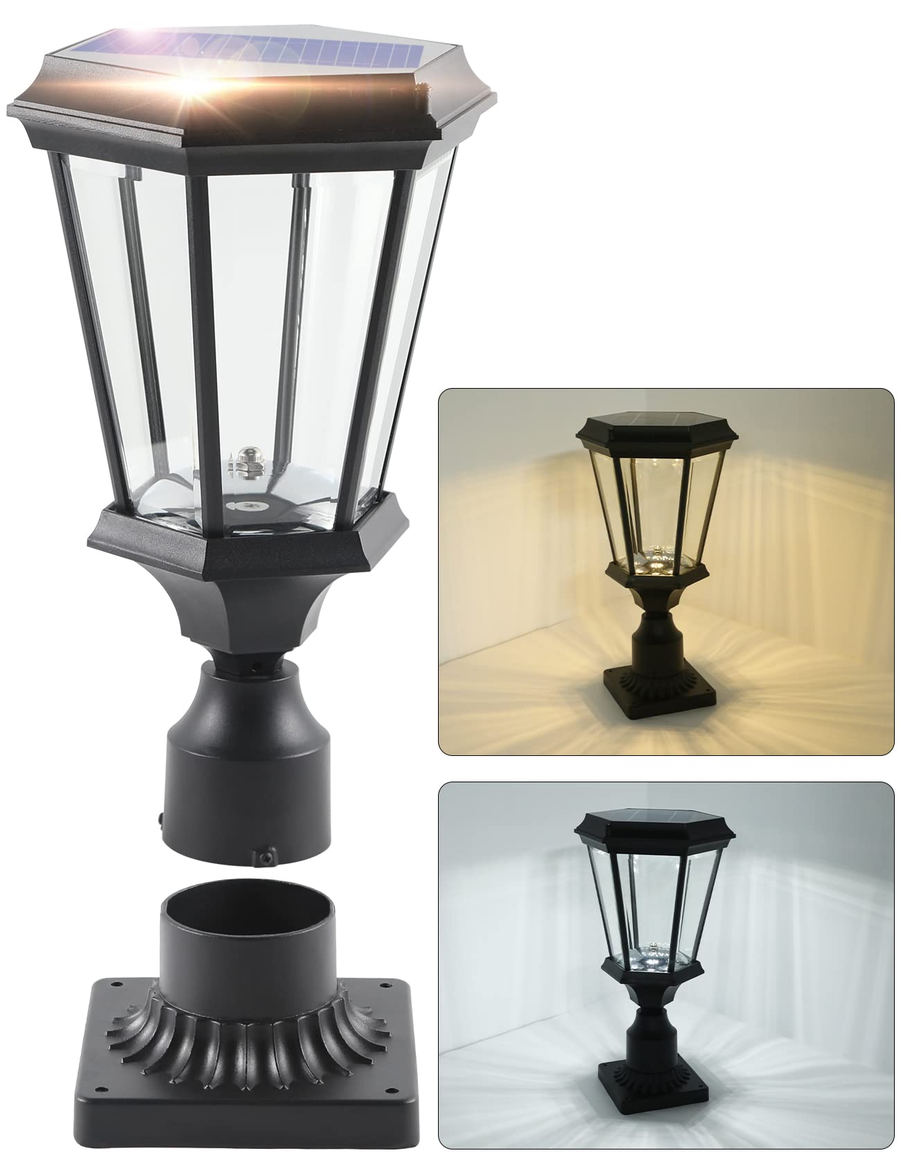 Buy VOCLDFA Solar Post Light, Dusk to Dawn Sensor Post Light Fixture 15