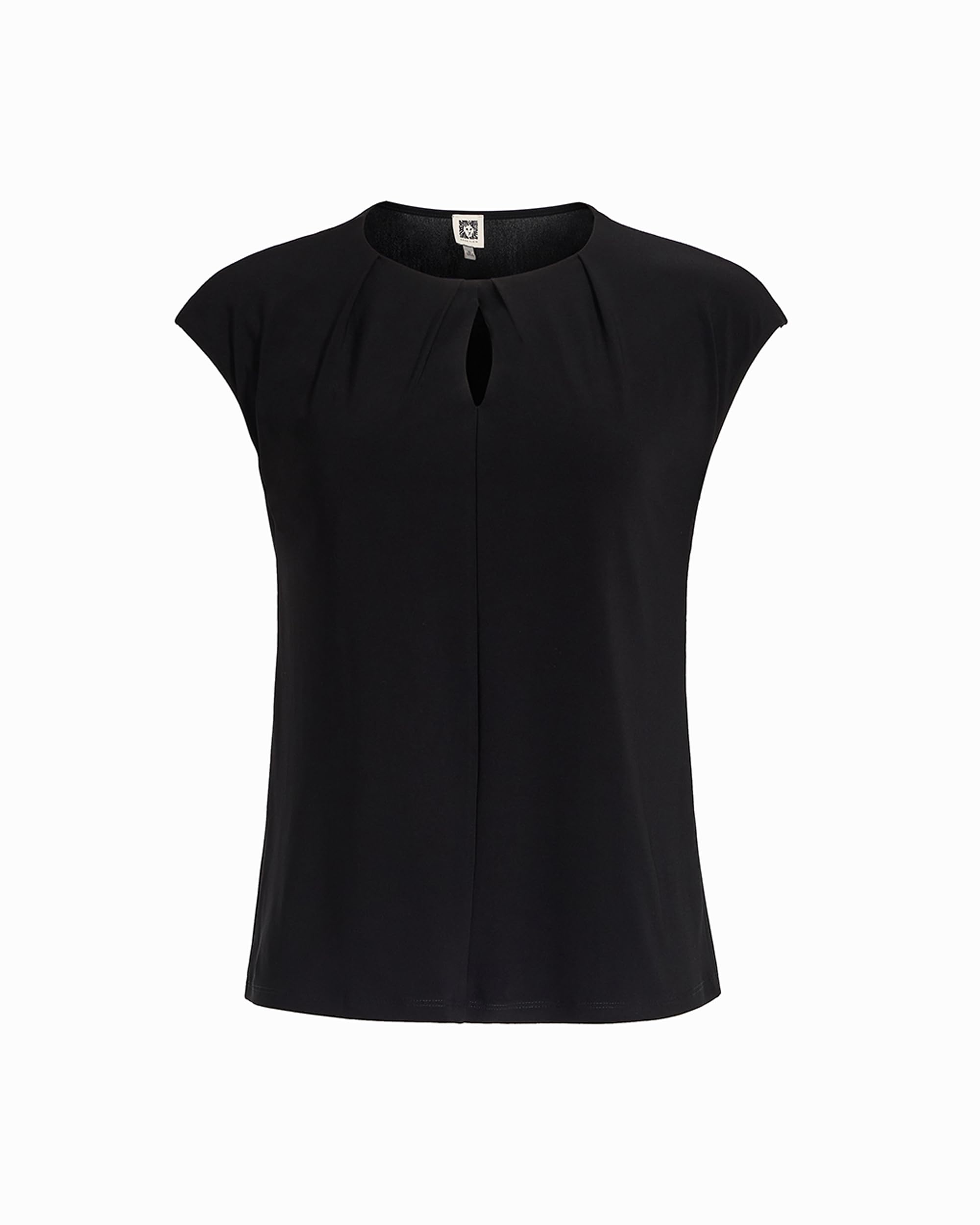 Anne Klein Womens Cap Sleeve Pleated Blouse, Anne Black, L
