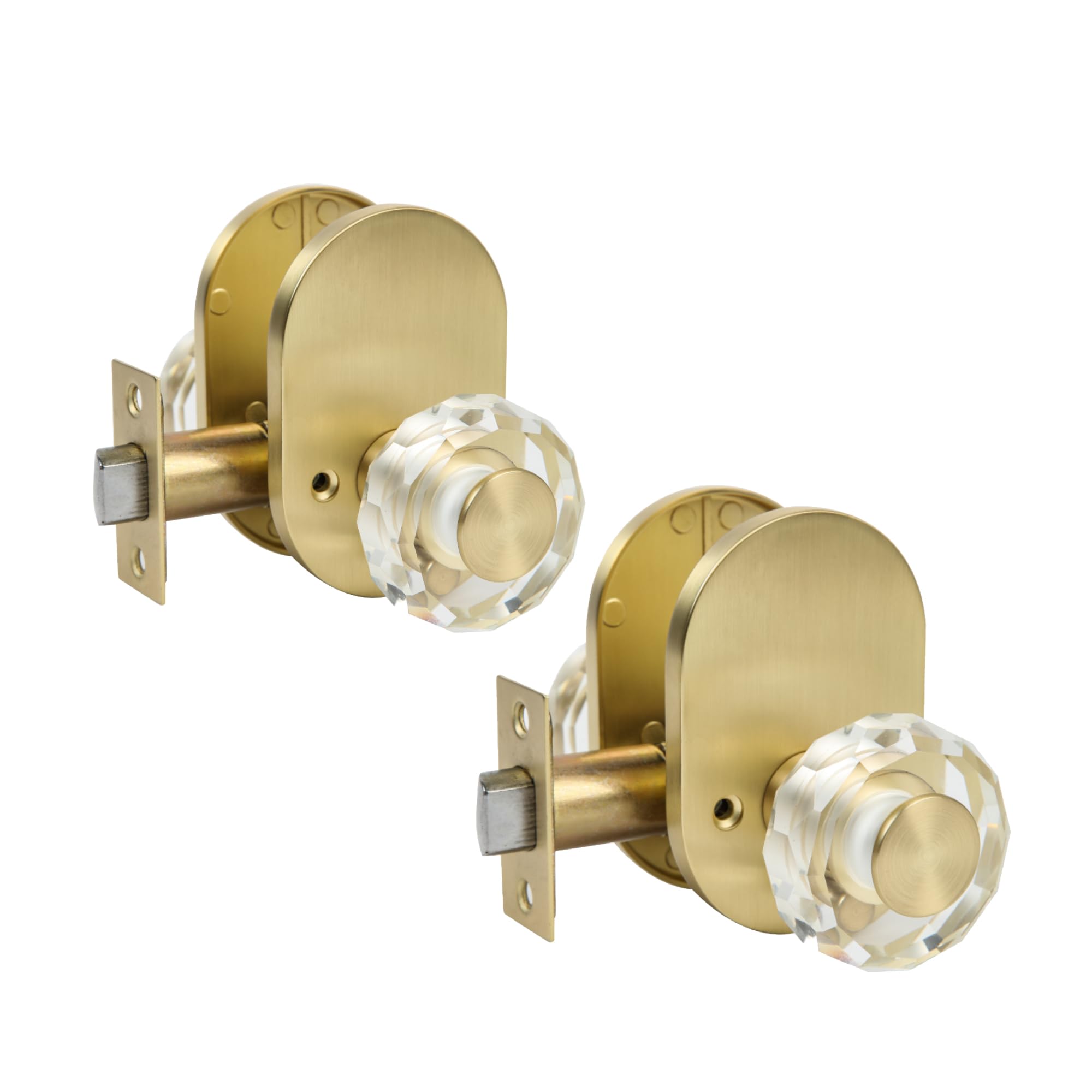 Gold Privacy Door Knob - Lock & Clear Glass -7