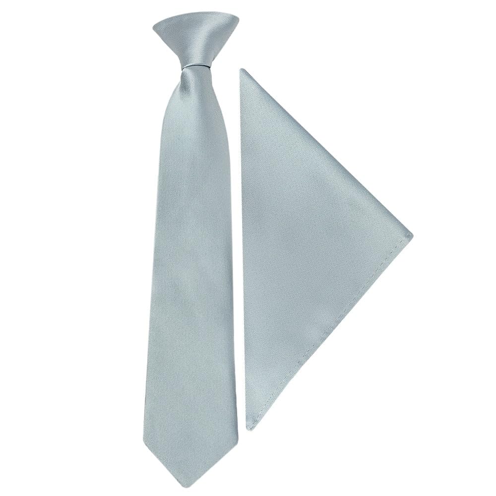 Plain Pre Tied Duck Egg Satin Boys Tie and Pocket Square Set Age 4-7 Wedding Tie