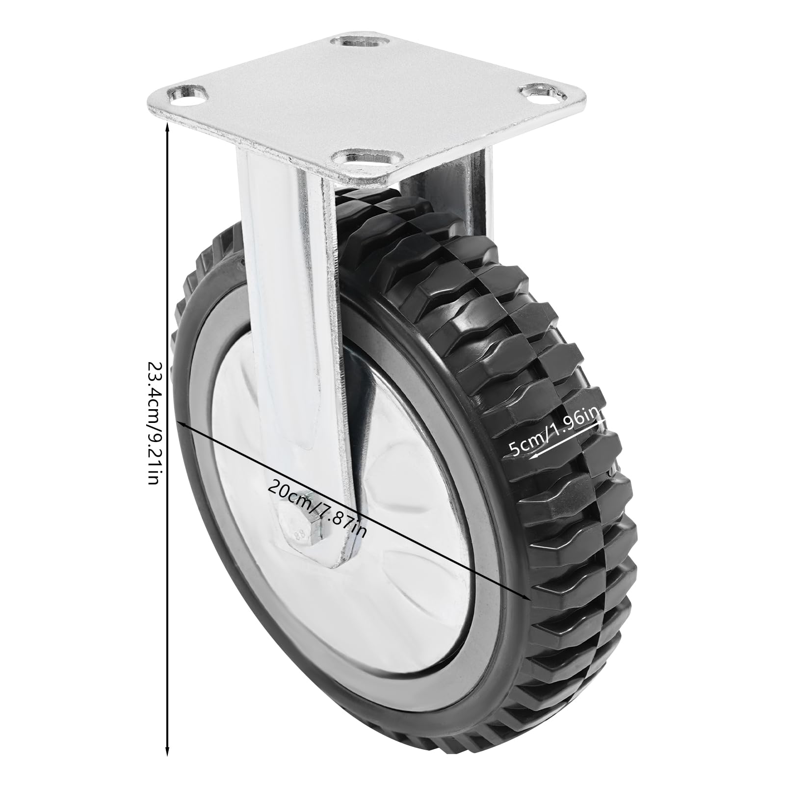 8 Inch Caster Wheels Set of 4 Heavy Duty PVC Offroad Casters (2 Fixed & 2 with Brakes) Swivel Plate Casters with Double Bearing Structure for Cart Dolly Workbench, 1323lbs Capacity