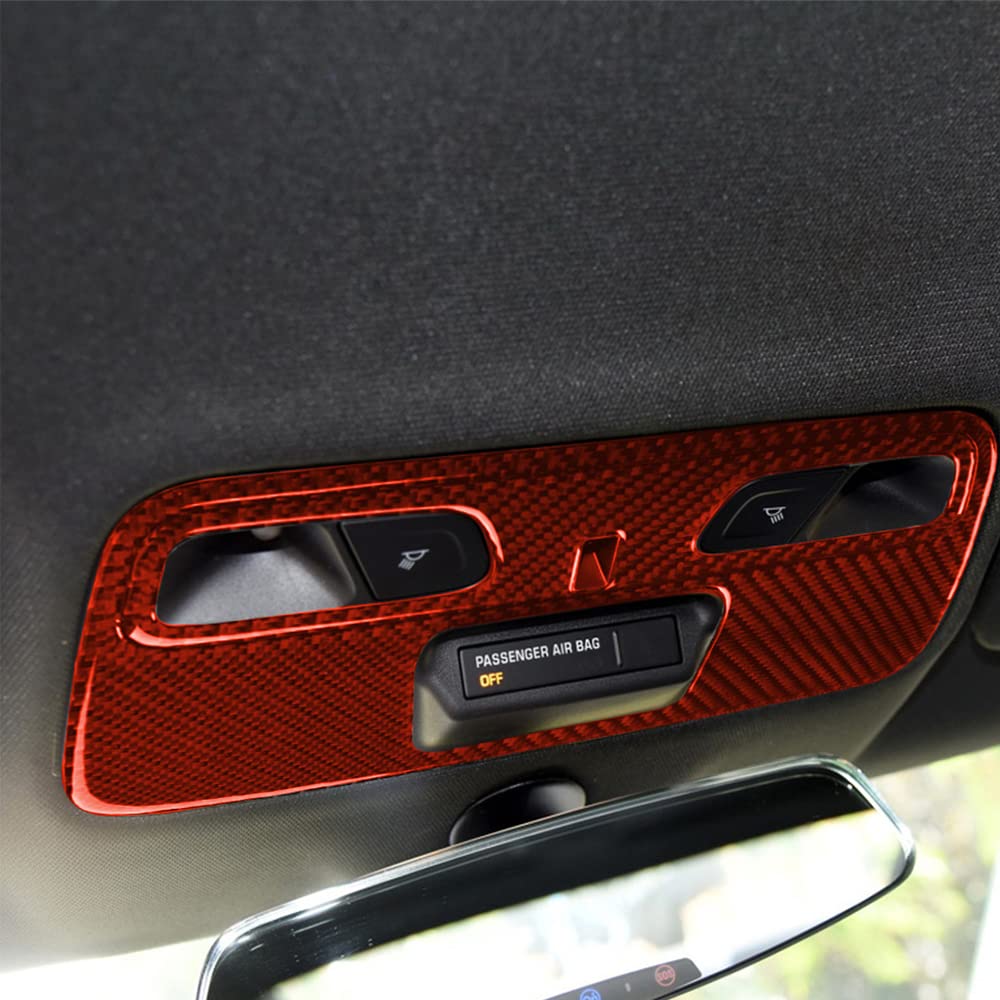 YOFAMO Carbon Fiber Roof Reading Light Lamp Sticker Decal Panel Interior Trim Cover for Chevrolet Camaro 2016 2017 2018 2019 2020 Decoration Accessories(2PCS Red)