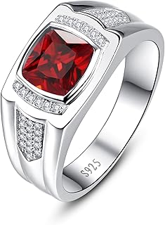 8 * 8mm 2.85CT 925 Sterling Silver Mens Gemstone Ring Princess Cut Creat...