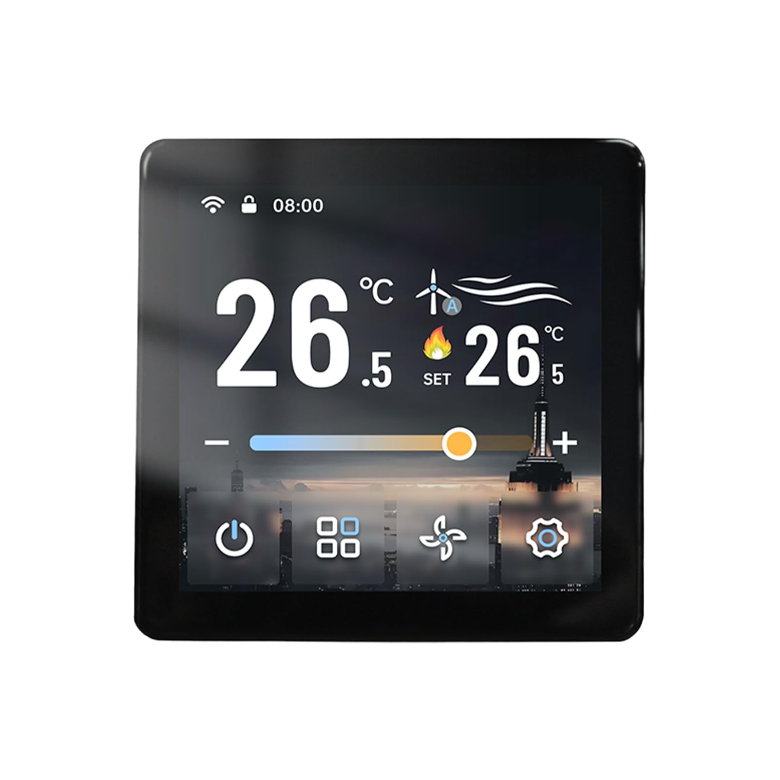 Jelquix IPS Touch Smart Ac Thermostat, Built in Gateway TY App Voice Link VRF Fan Coil Match Remote Schedule Energy Auto Climate for Villa Apartment Residential Commercial Hvac Zone (Black)
