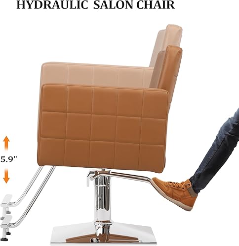 Miniatura 8 de Silla de peluquería para estilista de peluquería de asiento ancho, silla de peluquería hidráulica con reposapiés de acero inoxidable, silla de