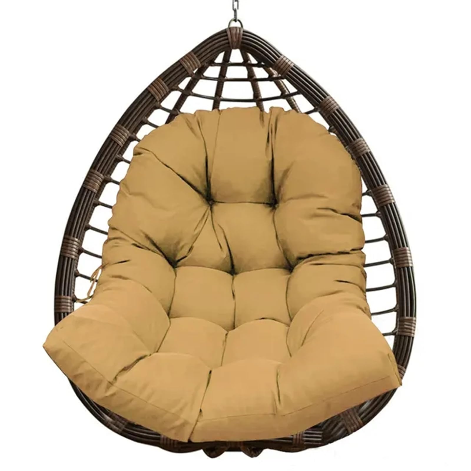Bonlting Hanging Egg Chair Cushions, Thicken Swing Chair Cushion, Waterproof Soft Comfy Hammock Chair Seat Cushions for Patio Garden Home Office (47 x 35 Inch, Khaki)