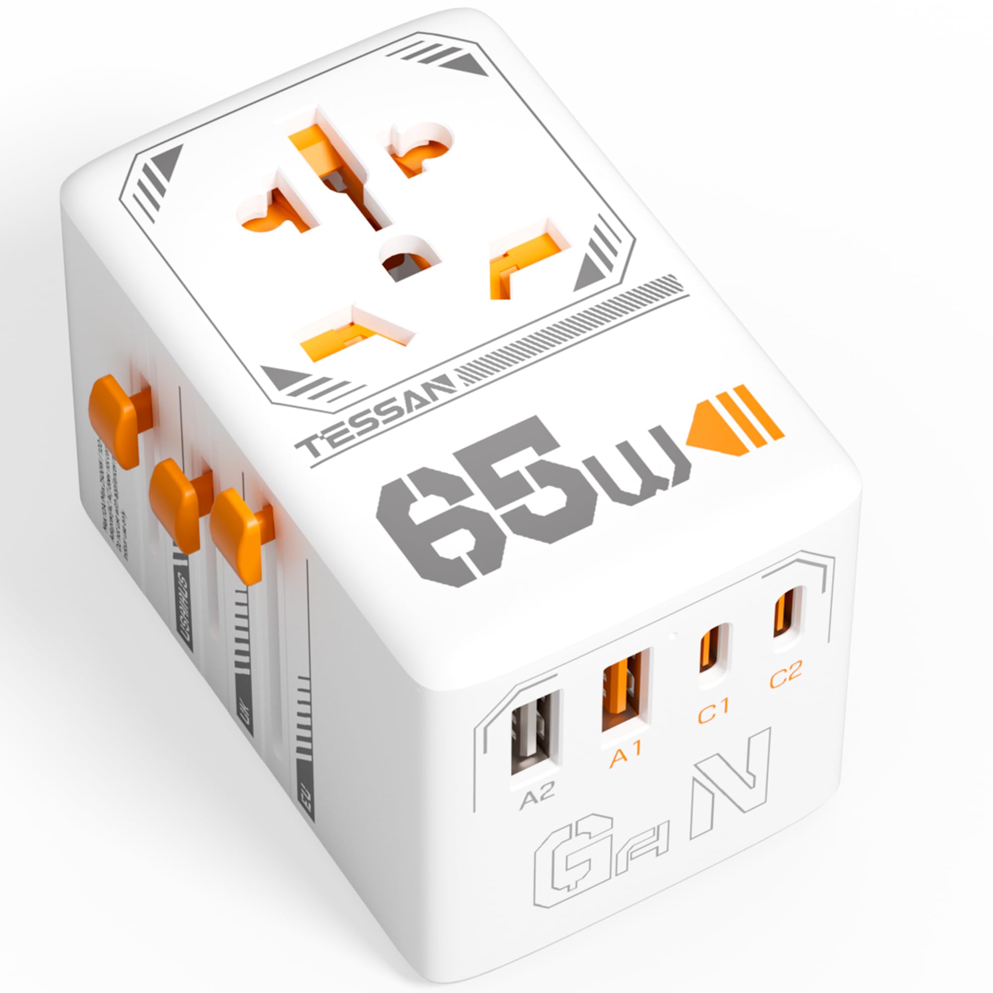 TESSAN Universal Travel Adapter, 65W GaN International Plug
