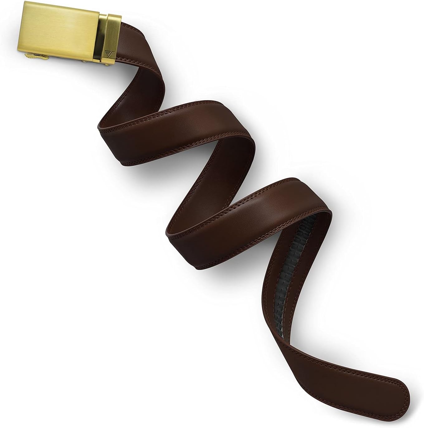 Mission Belt Men's Leather Ratchet Belt Small (28 - 32) 35mm Gold Buckle & Chocolate Brown Leather