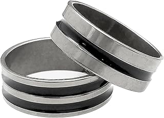 jewelopia Alloy Black & Silver Striped Combo Stainless Steel Finger Ring For Men and boys-picture-25