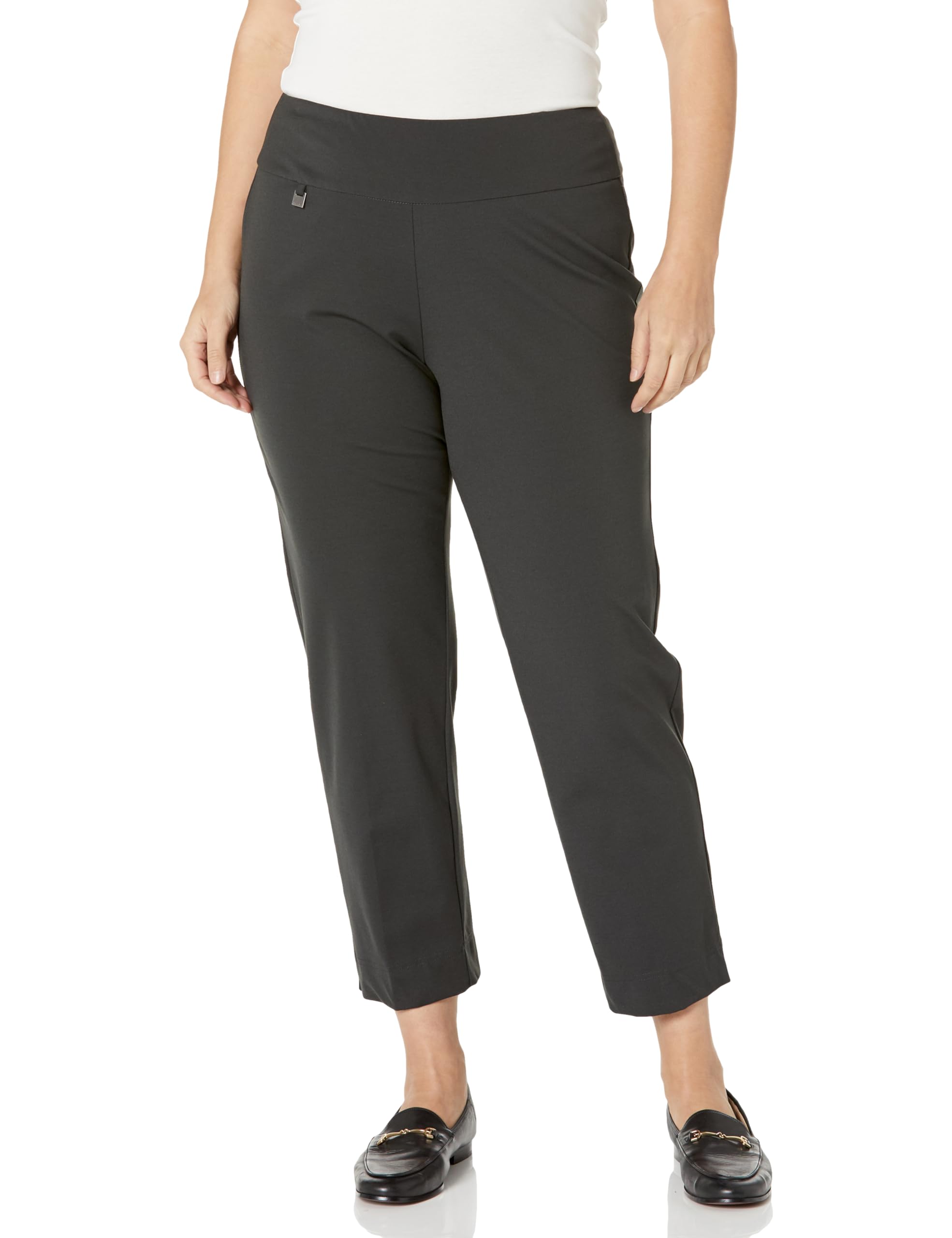 MULTIPLES Womens Petite Wide Band Elastic Waist Pull on Ankle Pant