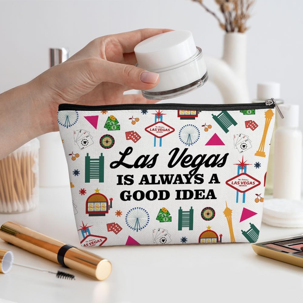 Las Vegas Gifts Makeup Bag, Las Vegas Souvenir Las Vegas Lovers Gift Retro Funny Vegas Travel Vacation Cosmetic Bag for Women Mom Bestie Birthday Christmas Bachelorette Party Friendship Gifts - Image 6