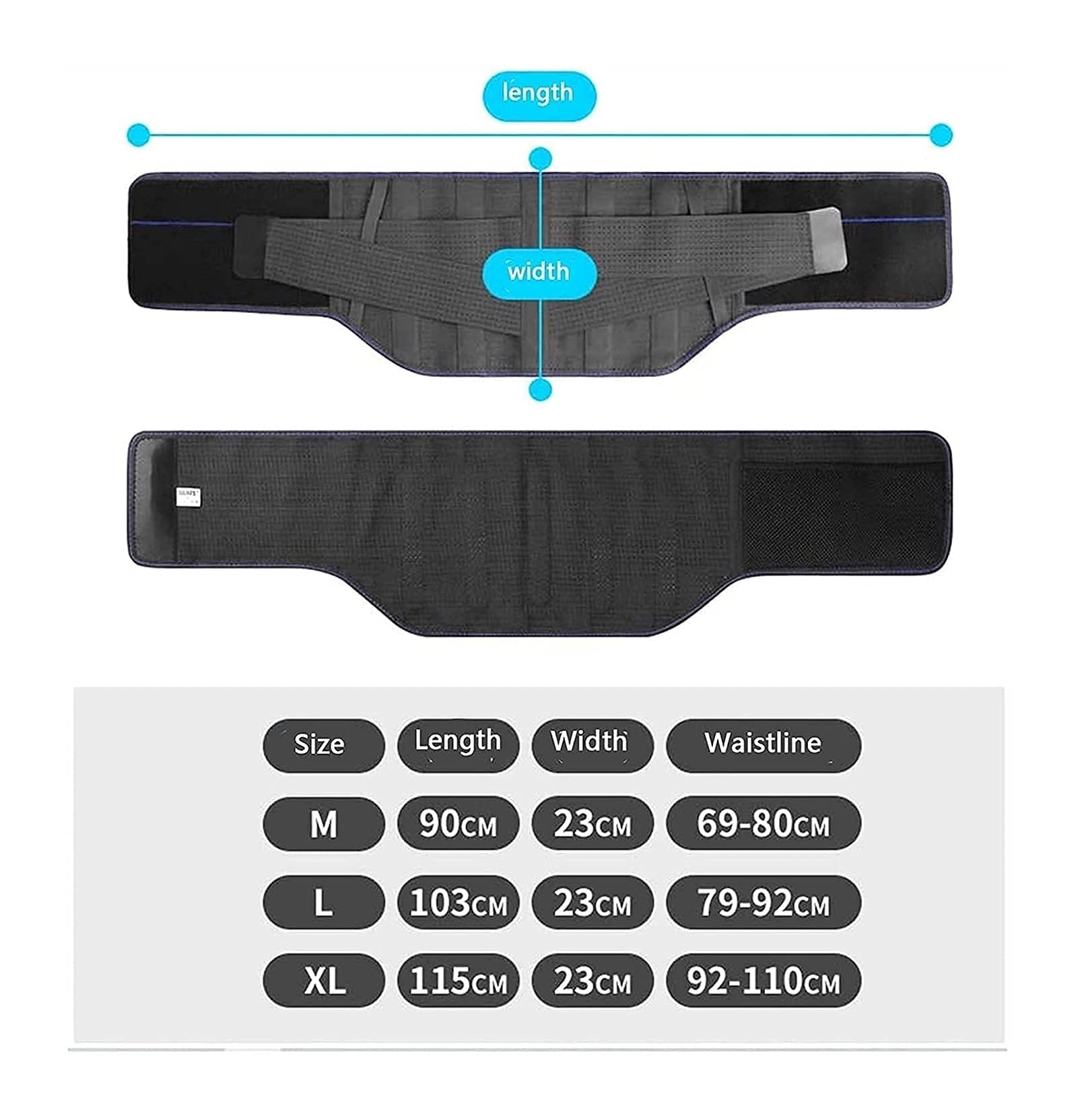 Tirantes para la Espalda Soporte Lumbar Inferior para Hombres y Mujeres, cinturón de Soporte Ajustable para la Espalda con Almohadilla Lumbar de Malla Transpirable para aliviar el Dolor ()