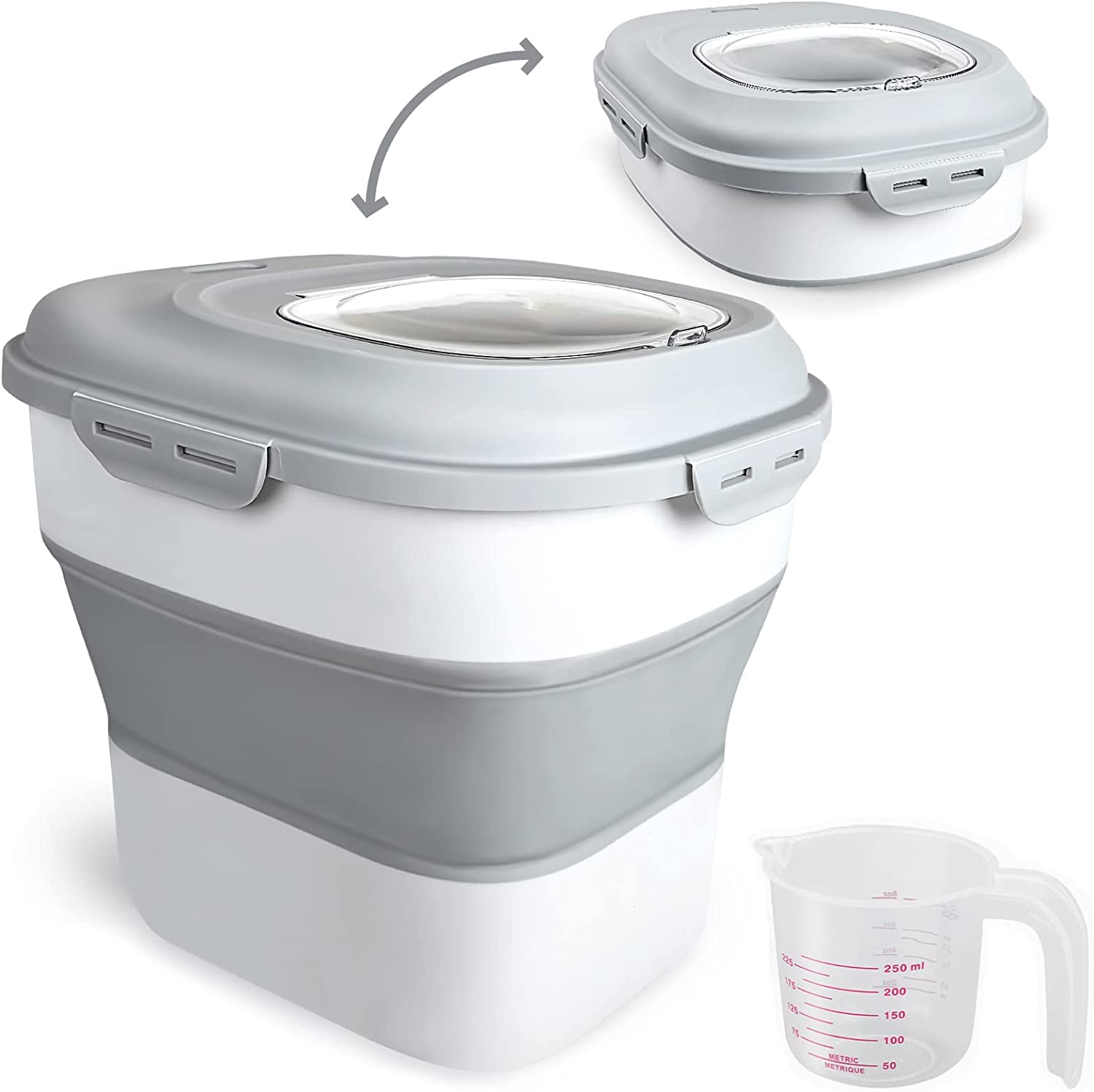 Olpad Rice Umgee Food Organizer, Foldable Dispenser Box with Roller Seal Lid, Cat Food Dog Food Flour Sugar Plastic Leak Proof Sealed Kitchen Organizer (collapsible rice storage container) (B0C8JLDSPG) Amazon Price History, Amazon Price Tracker