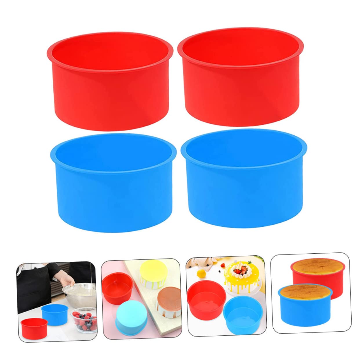 ifundom 16piezas Moldes De Silicona Para Pasteles Antiadherentes Moldes Redondos Para Hornear Queso y Tartas Para Repostería Casa