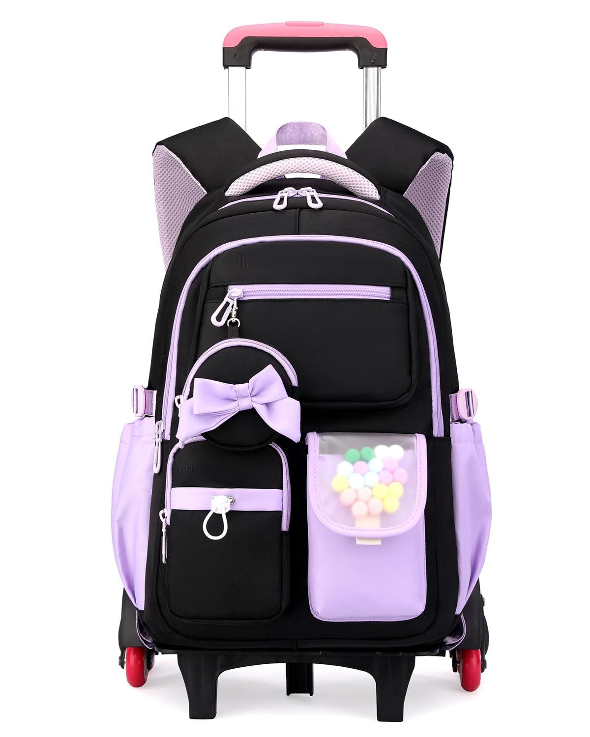 Amythe Zaino con Ruote Bambina 10-18 Anni – Trolley Scolastico 6 Ruote con Carrello Rimovibile – Zaino Trolley per Ragazze Scuole Medie – Grande Capacità per PC 15.6", Viola