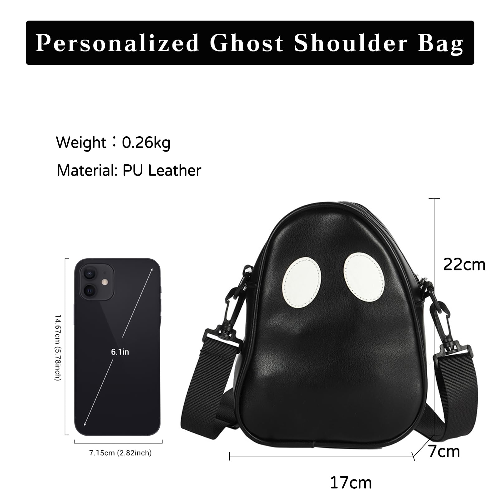 Donna Borsa a Tracolla Eccentrica Borse a Spalla Coppie Gotico Sacchetto di Messenger Crossbody Bag per Halloween Viaggio Uso Quotidiano Nero