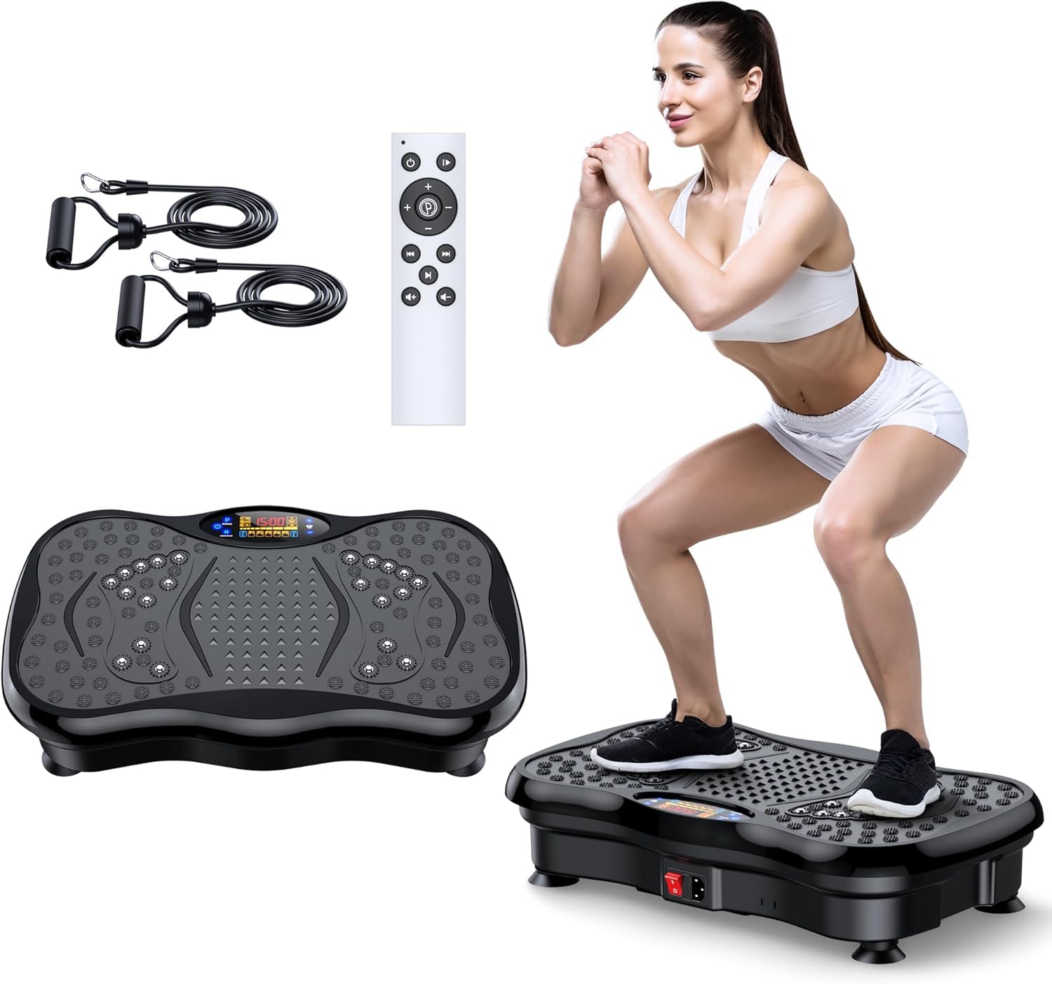 Vibration Plate Exercise Machine, Lymphatic Drainage Machine for Weight Loss, Lymphatic Drainage & Muscle Recovery, Multiple Speeds with Bluetooth & Remote, Max User Weight 330lbs