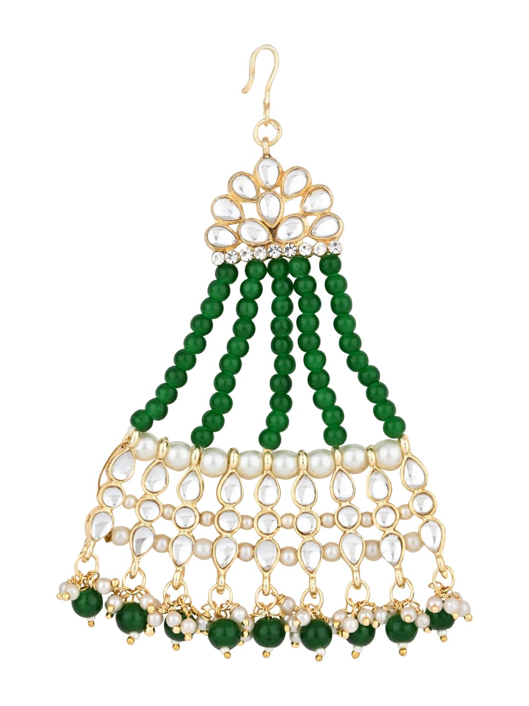 I Jewels Gold Plated Mughal Beautiful Long Pearl Kundan Jhumar Passa/Jhoomar Maang Tikka for Women (T2178) (White) (B0DB8LDGQL) Amazon Price History, Amazon Price Tracker