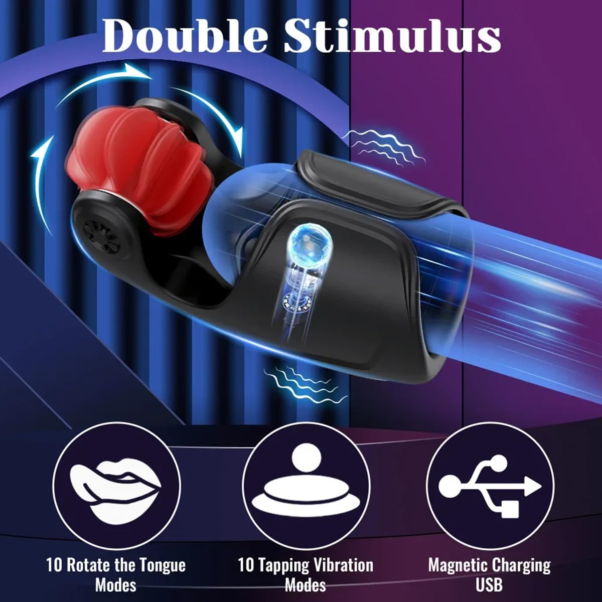 Vibratore per l'allenamento del pene, masturbatore maschile con 10 modalità di leccamento della lingua e 10 modalità di battito delle ali, trainer elettrico rotante intelligente