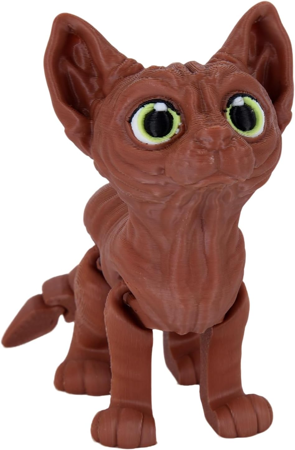 3D Printed Cat Fidget Toys, Realistic Sphynx Cat Figure with Multi Joints Movable, Cute Animal Executive Desk Toy for Kitty Lovers and Pet Collectors (Brown)