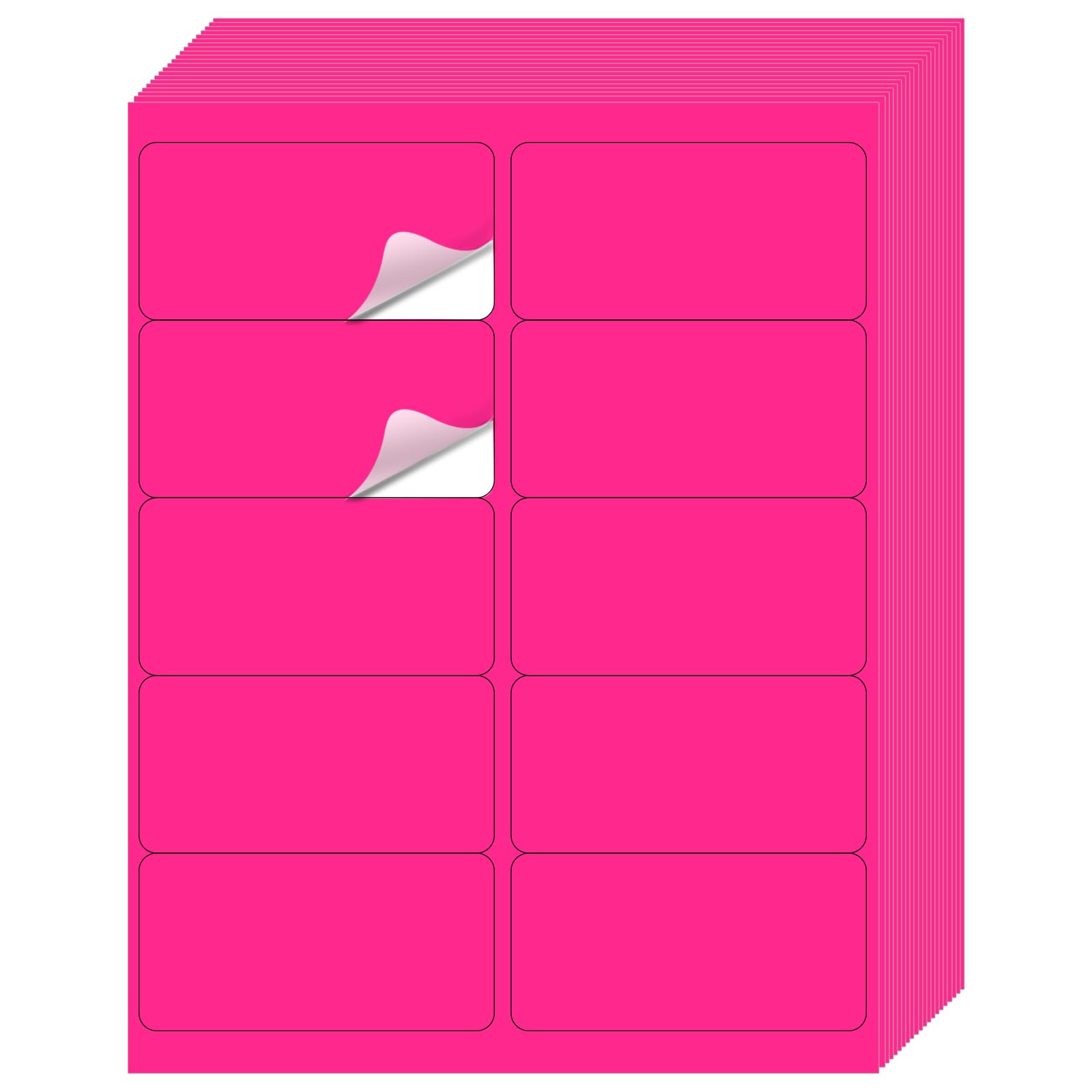STARLIBOO Shipping Labels Stickers, 2"×4" Printable Fluorescent Mailing Labels for Laser/Inkjet Printing- Matte, Permanent Adhesive Sticker (Fluorescent Pink)