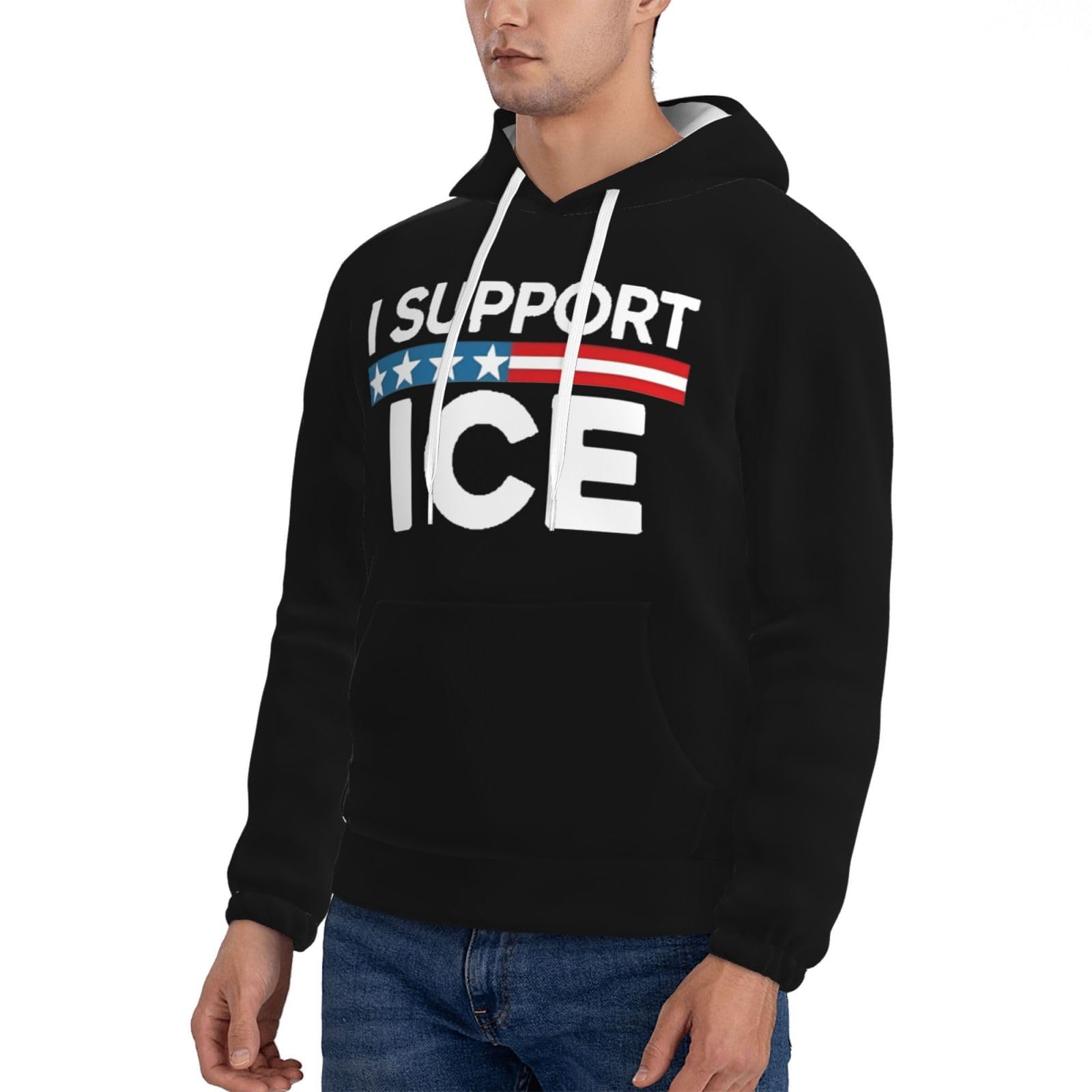 bamgen I Support Ice Hoodie for Men Women Long Sleeves Sweatshirt S: White 3X-Large