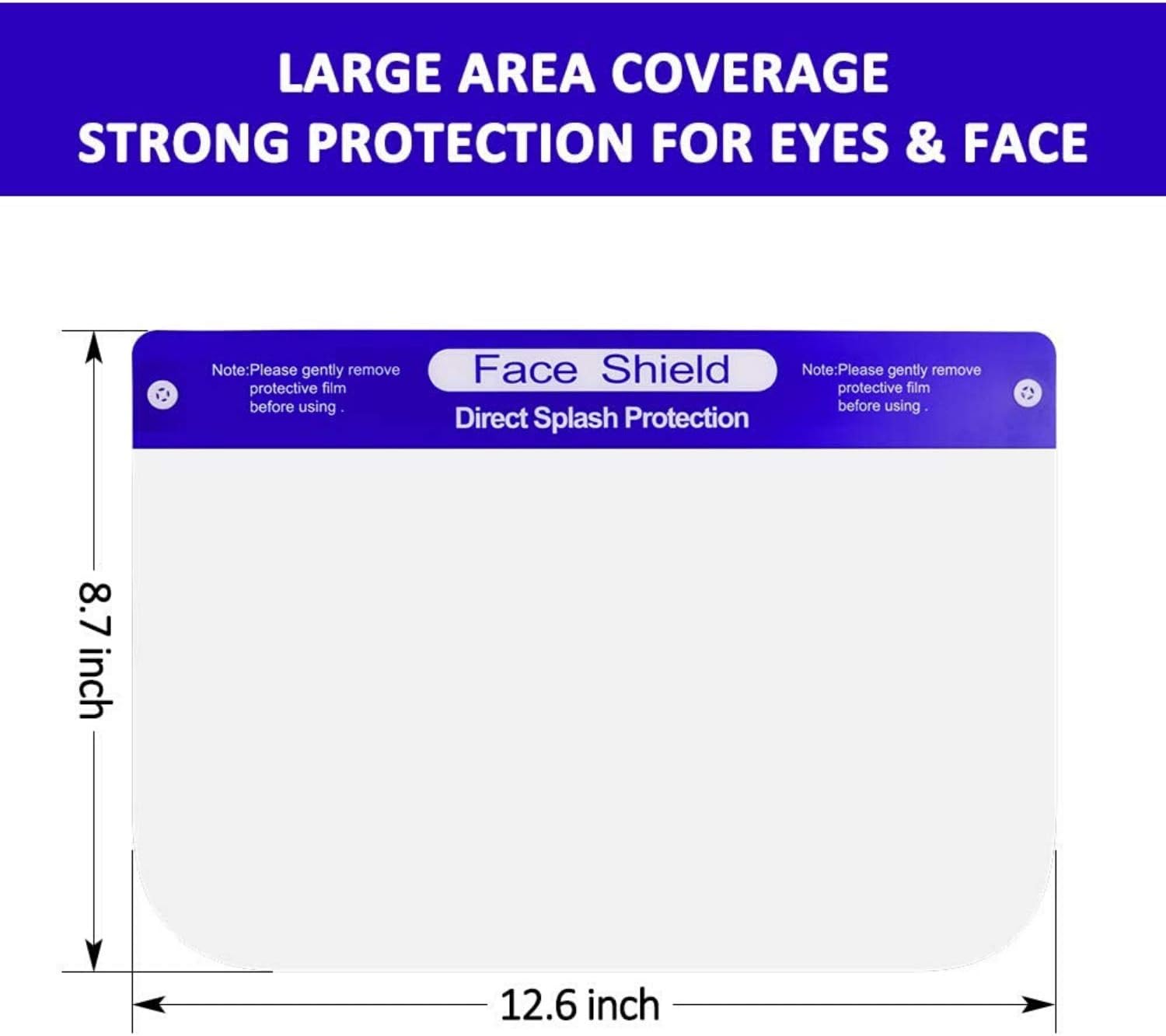 6 Pieces Safety Face Shield, Reusable Plastic Clear Full Face shield Transparent Anti-Splash Face Mask Protection with Elastic Band