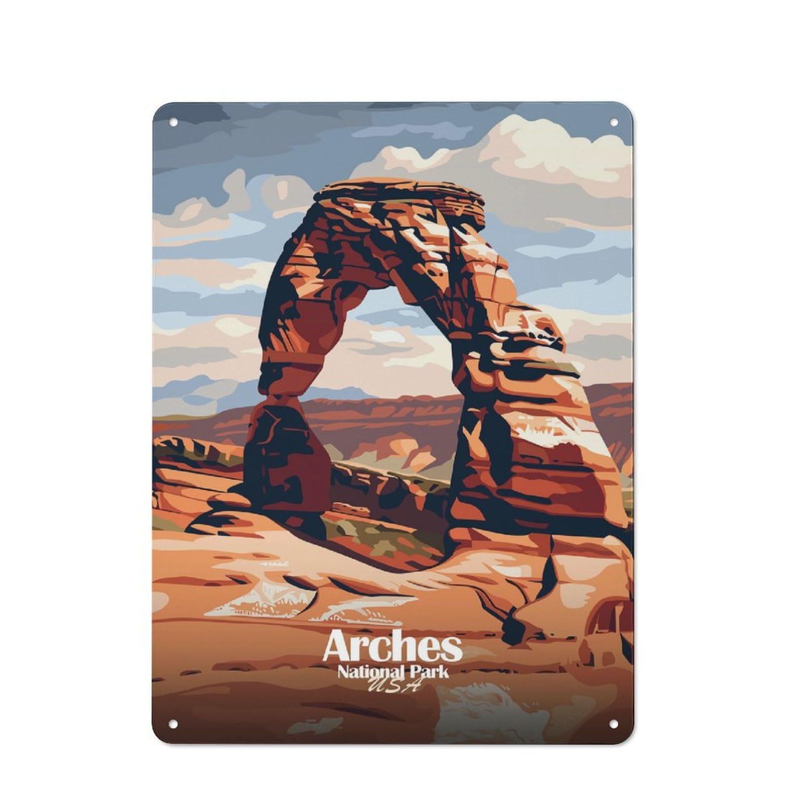 Junmoney Style-15 Old Style Arches National Park Travel (2) Decorative Tin Plaque 40X30cm, Bar Wall Plaque For Bar, Kitchen, Garage Or Games Room