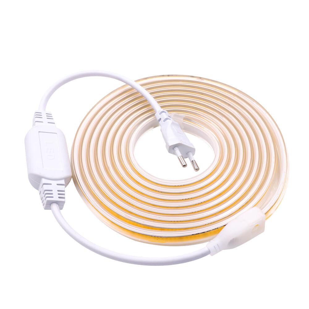 Tira LED COB 220V [50M,Blanco 6000-6500K], IP65 impermeable flexible, 360 LEDs/m Tira LED cortable CRI85+, iluminación para dormitorio, cocina, sala de estar y tiendas