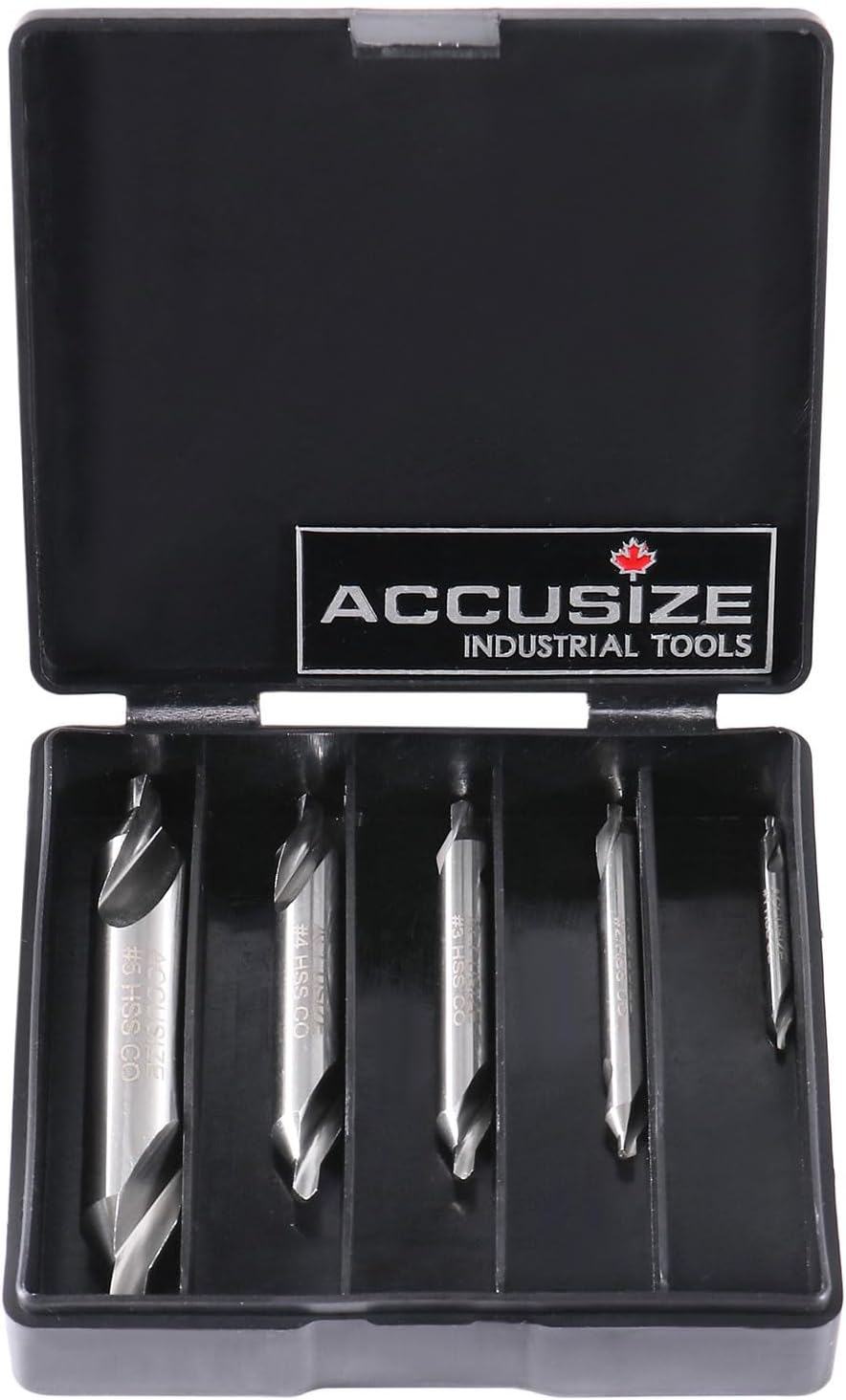 Accusize Industrial Tools 5pc ANSI M42 (H.S.S. + 8% Cobalt) Center Drill Set, 0556-5500