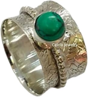 Natural Turquoise Spinning Ring, Unisex Handmade Fine Jewelry, Anxiety Meditation Ring, Spinner Stunning Ring, Fidget Ring, Best December Birthstone Mothers Day Gifts Ring