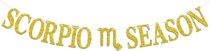 Scorpio Season Banner, Big Scorpio Energy Bunting Sign, 12 Constellation Theme Happy Birthday October/November Horoscope Birthday Party Decorations Supplies, Gold Glitter