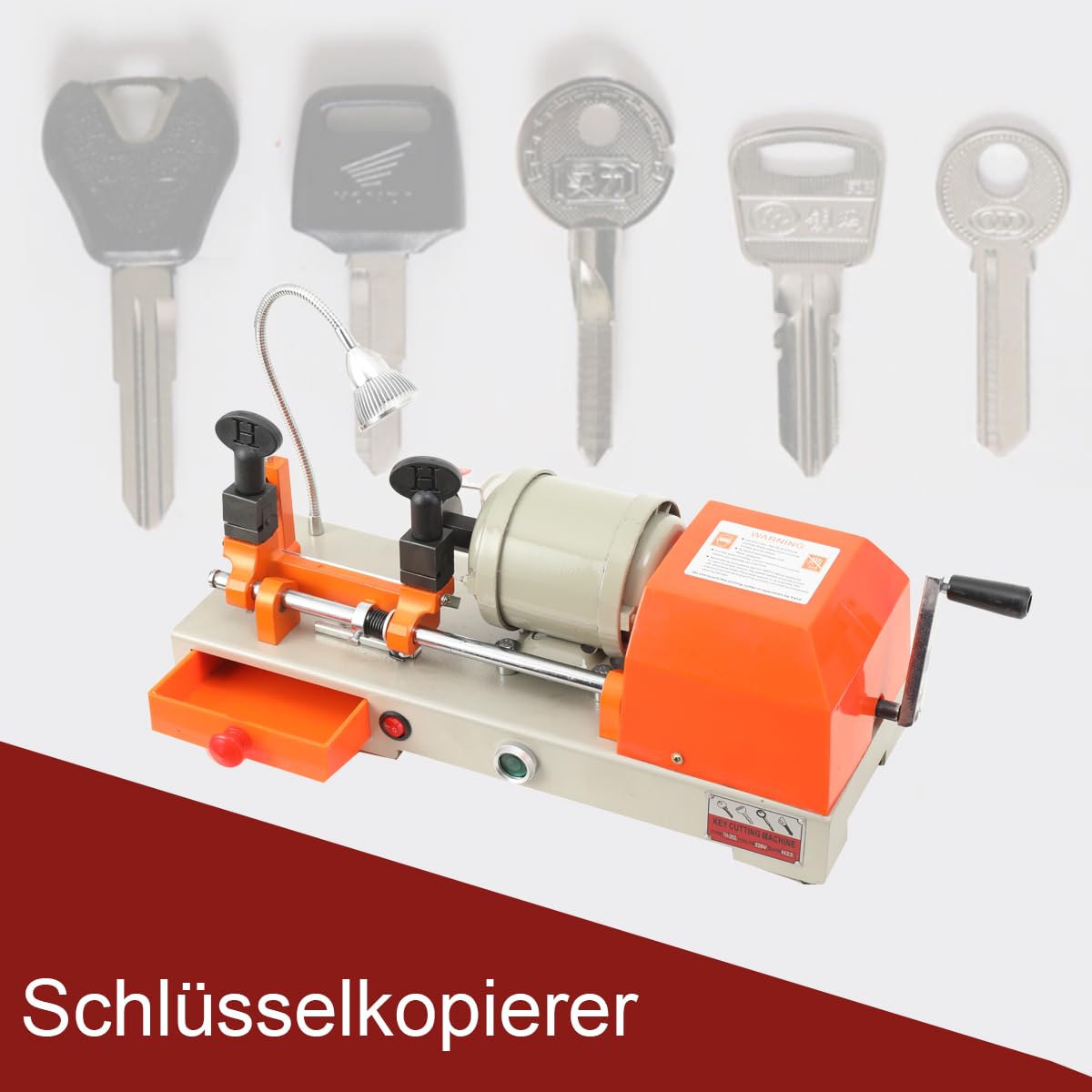 Horizontale Schlüsselmaschine mit LED-Licht 220V Schlüsselkopierer Key Cutting Machine Multifunktional Elektrisch Manuell Doppelte Horizontale Schlüssel Kopiermaschine 220V 120W