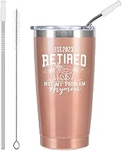ElegantPark Retirement Gifts for Women Men 2023 Coffee Tumbler with Straw Retired Gifts for Mom Dad Retired Teacher Friends Sister Gift Idea Funny Retirement Tumbler Mug Rose Gold