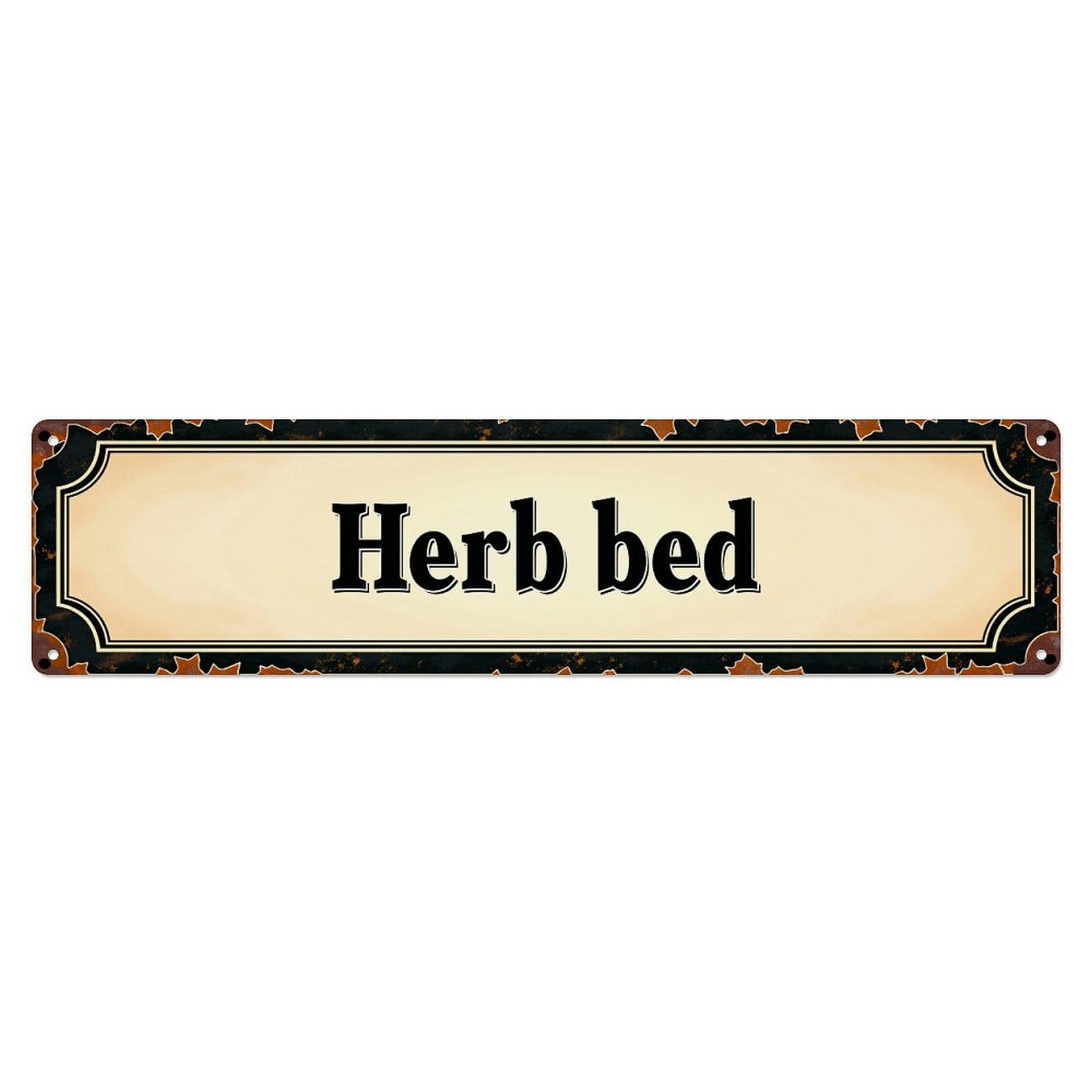 Jdyaojiesheng Vintage Herb Bed Pattern Print Design Tin Sign Retro Metal Wall Decor Metal Poster, Home Bar Garage Farmhouse Cafe Wall Art Decoration 4X16inch