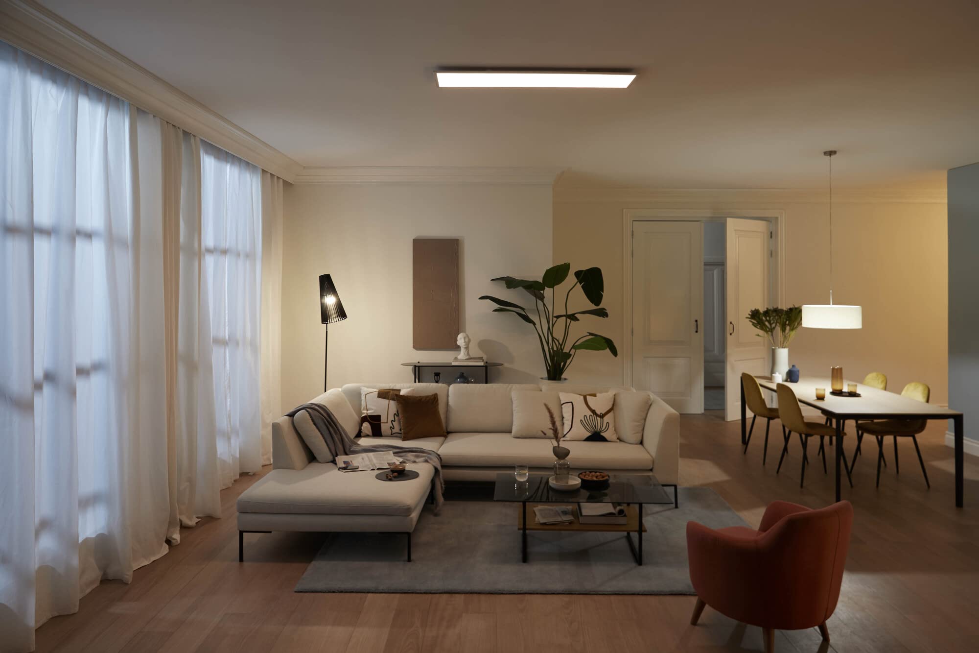 Philips LED Pannello Touch, SceneSwitch Regolabile, Dimmer a fasi, 36W, Luce Bianca Calda, 3300 Lumen, Bianco