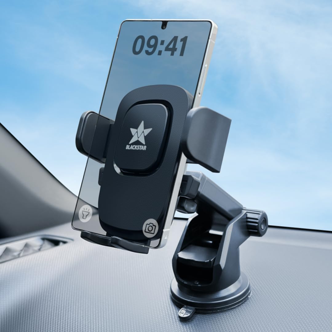 Blackstar B1-MAX Mobile Phone Holder for Car Dashboard/Windshield with Multi Angle Rotation and Adjustment (Supports All Mobiles)-image-4