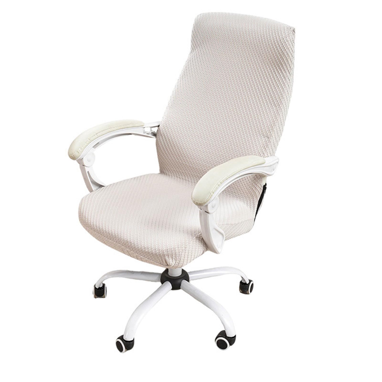Tsophreniq Textured Fabric Offices Chair Cover High Elasticity Polyester Fabric Zippered Computer Rotating Chair Slipcover Universals Computer Slipcover