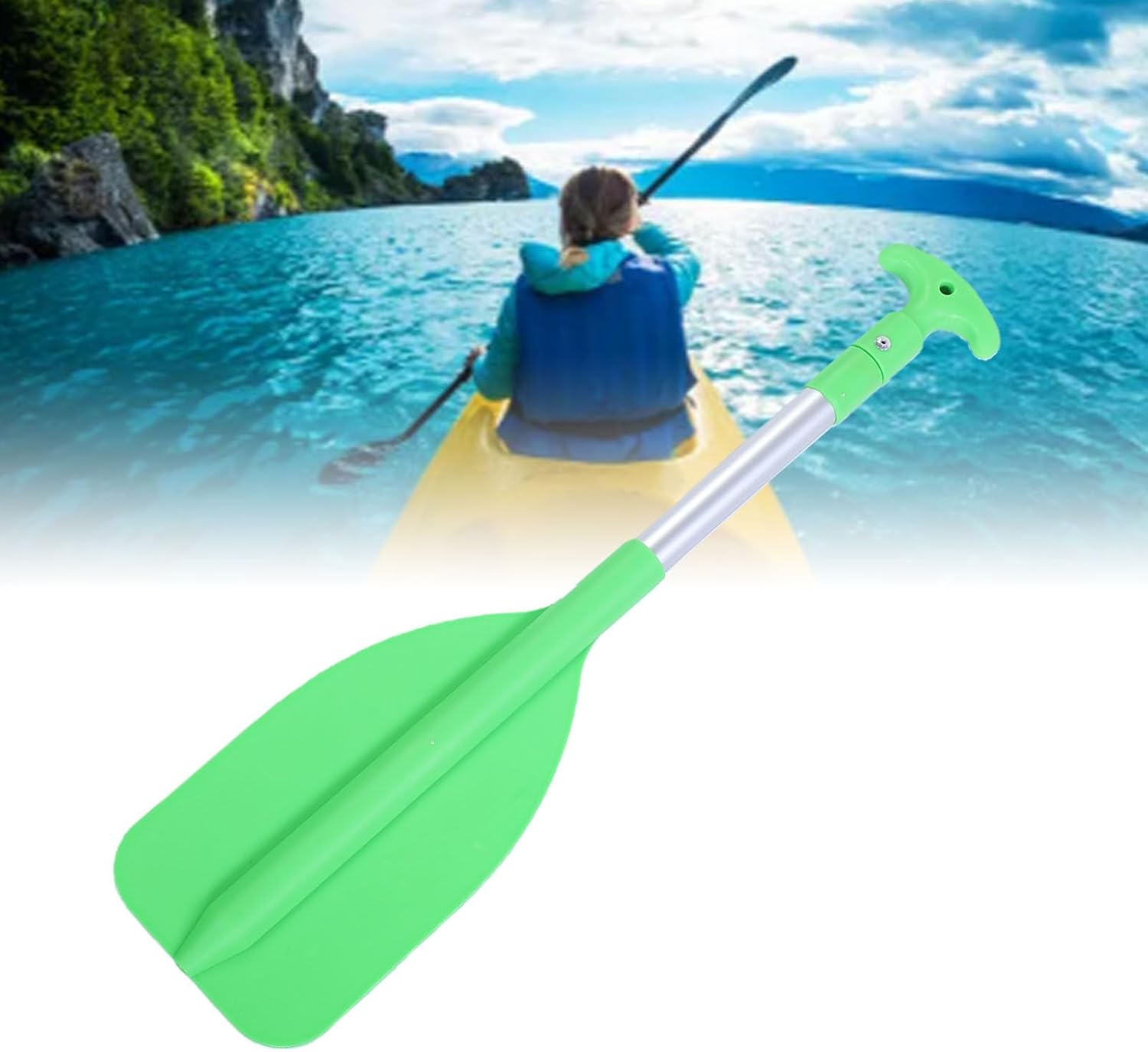 Kayak Paddle, Telescoping Shaft 43.5 Inch, Contoured Non Slip Handle, Leakproof Water Spray Design, for Poolside & Water Play