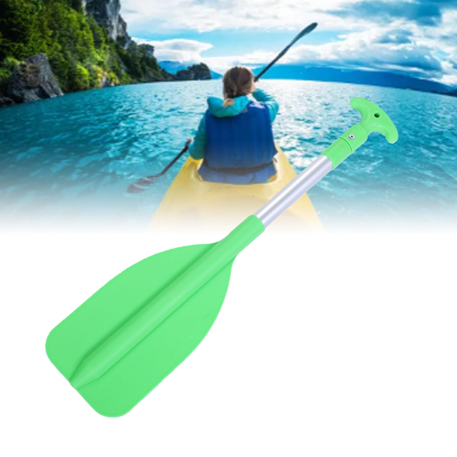 XUMIUZIY Pagaie Télescopique à Poignée Ergonomique, Jet d'eau pour Enfants, Rame de Kayak pour Canotage, canoë, Vert, 43.5 Pouces