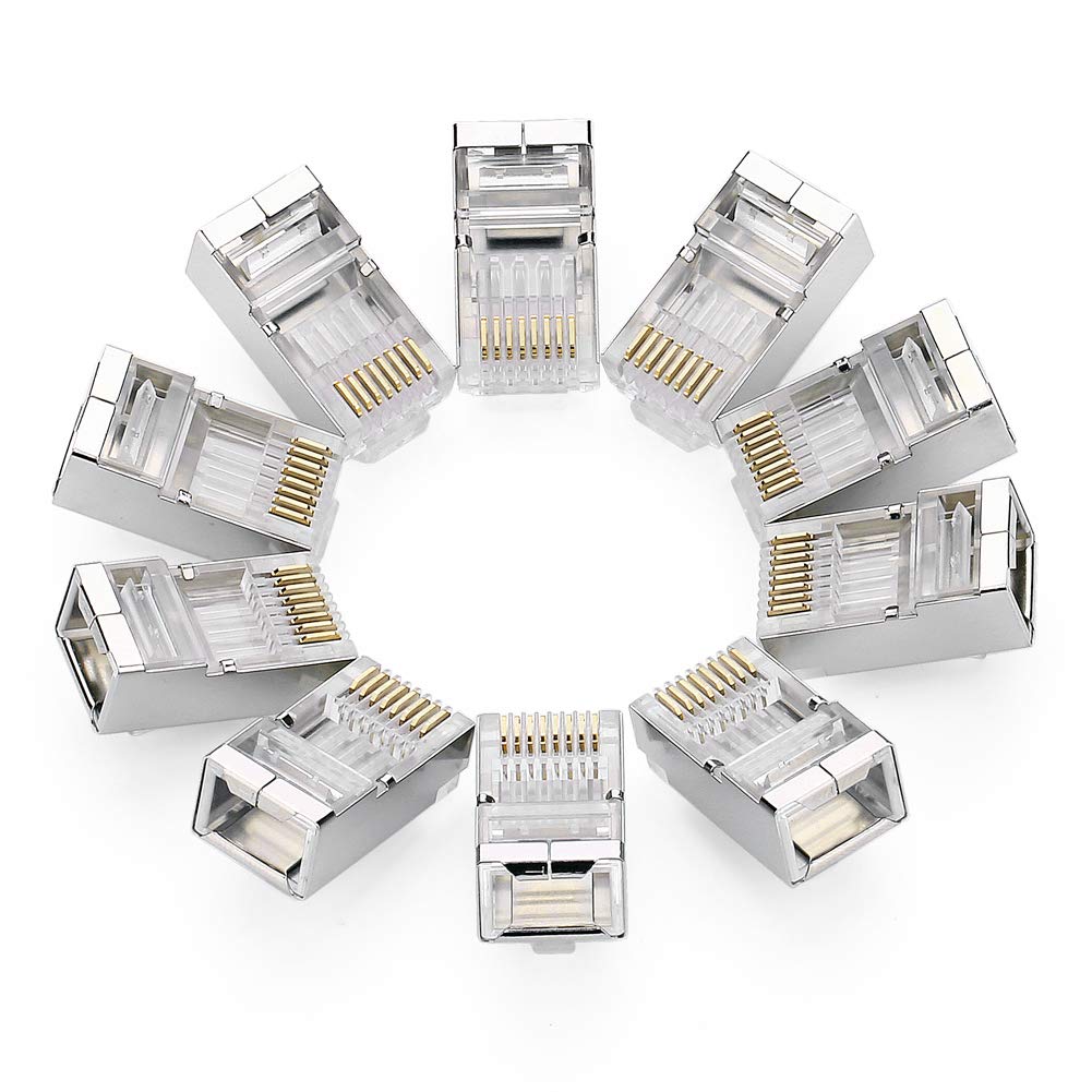 UGREEN Lot de 10 Cat 6 Connecteur RJ45 Ethernet Réseau Embout Fiche Blindé STP 8P8C pour Cable Réseau Cat 6 Cat 5e Cat 5