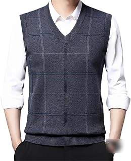 Rfmfkkg Men's Business Casual Sweater Vest Male V-Neck Sleeveless Knitted Sweaters Vest