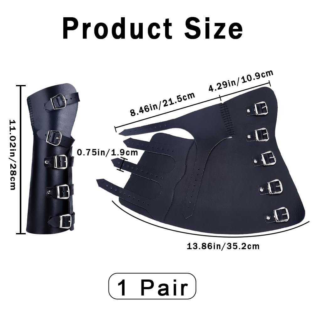 2 Protège-Bras Médiévaux En Cuir PU Noir - Brassards Réglables Pour Cosplay, Tir à L'Arc Et Déguisement Chevalier