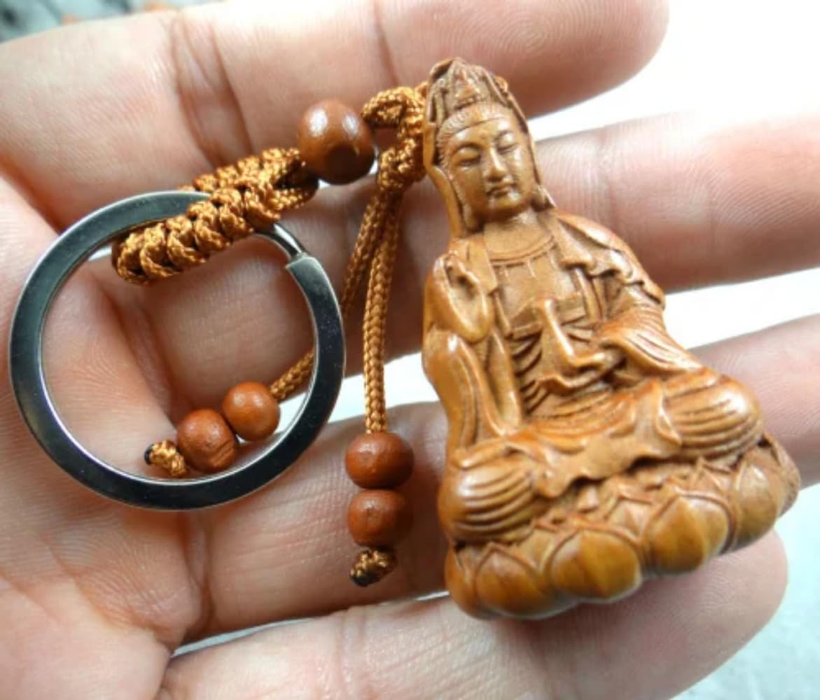 Naturalne drewno mahoniowe trójwymiarowe grawerowanie Guanyin