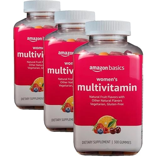 Amazon Basics Women's Multivitamin, Mixed Berry Flavor, Vegetarian & Gluten-Free, 300 Gummies (150 Servings) (Previously Solimo) (Pack of 3)