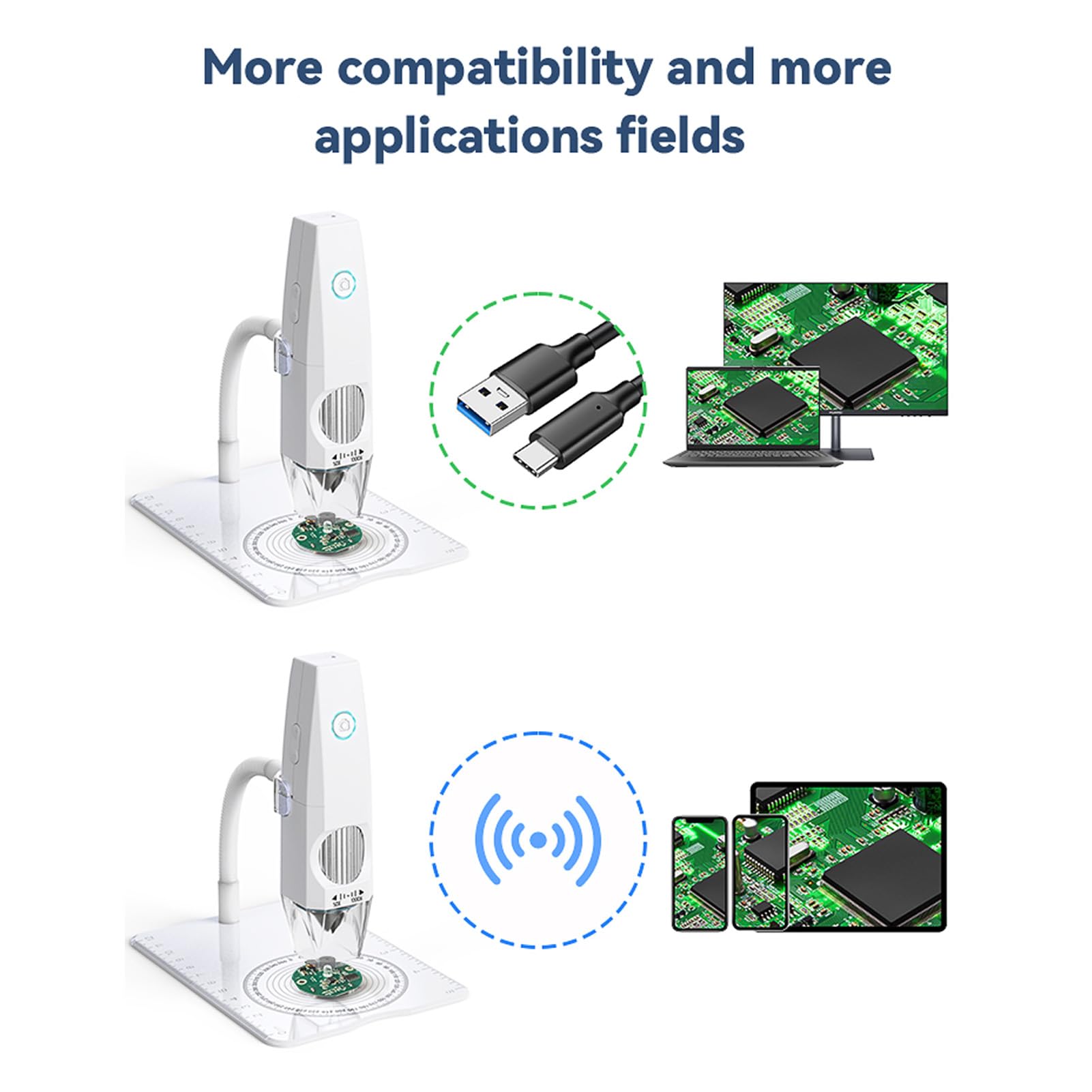 Digitales Mikroskop Drahtlose Taschen-Hand-USB-Mikroskope, 1000X Vergrößerung 2MP HD Lupe, Inspektions Kamera WiFi Drahtlose Verbindung für Android, OS X