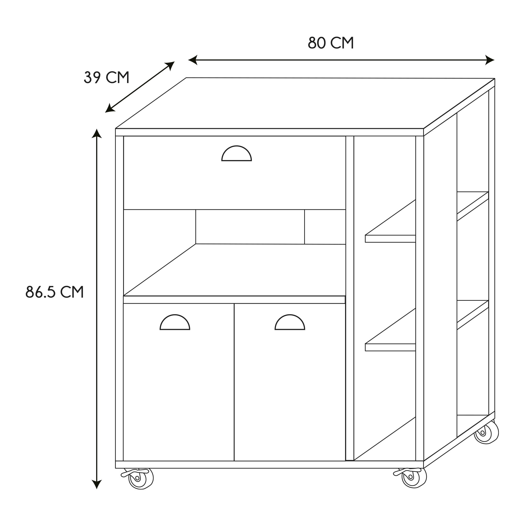 HOME DECO FACTORY Seifenspender Keramik Soft-Touch Schwarz | Küchenwagen, Holz, Mehrzweckaufbewahrung, auf Rollen, für Küche und Esszimmer, großes Modell, schwarz