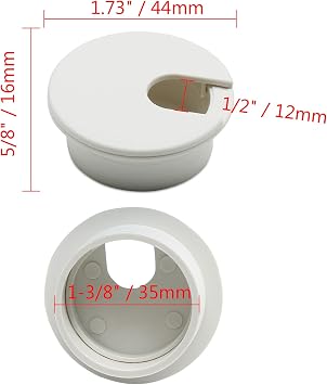 5Pcs 1-3/8 / 35mm Computer Desk Grommet, Plastic Round Desk Grommet Hole Wire Cover Organizer, White