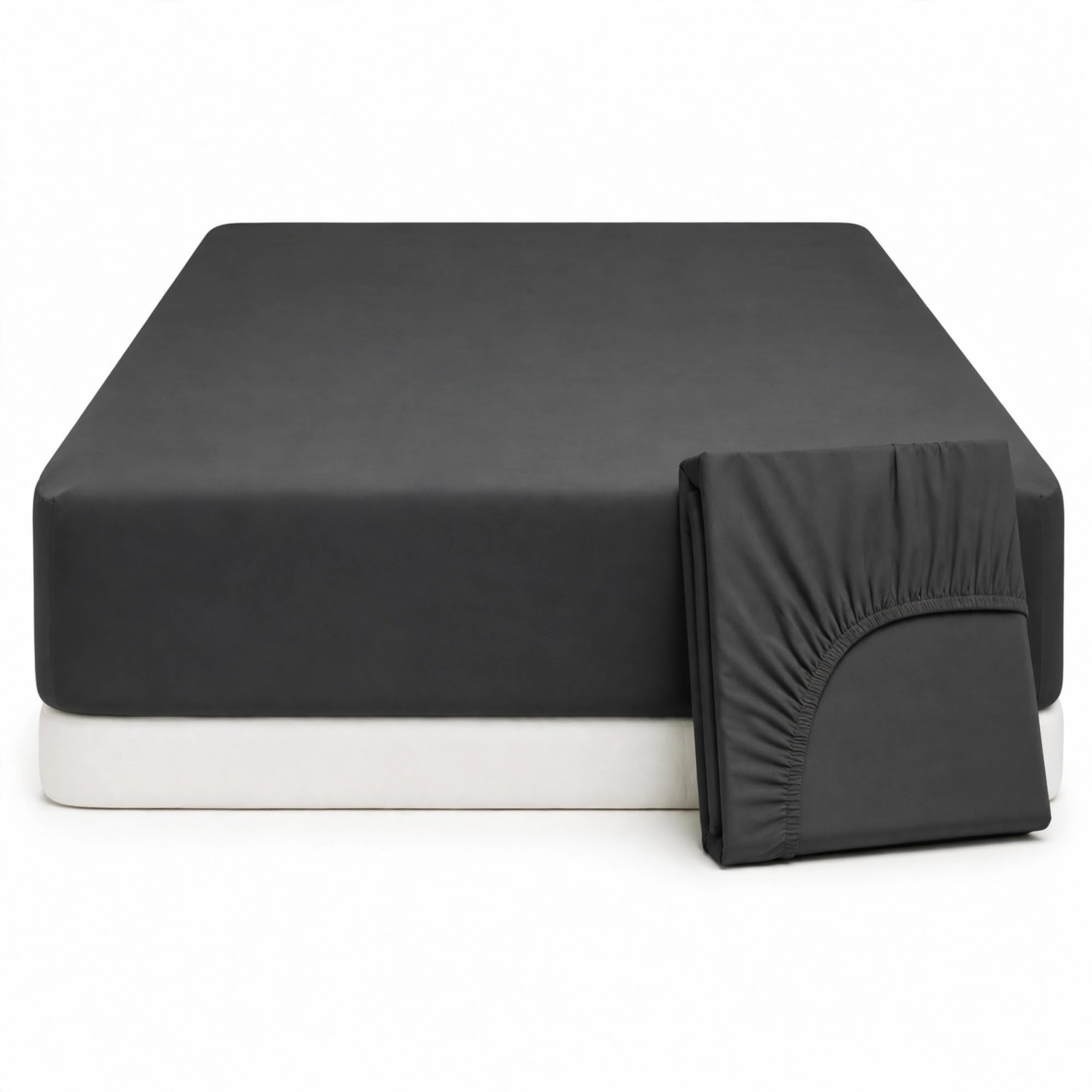Q&H - Super King Bedding Fitted Sheet Charcoal - Brushed Microfibre 30cm Deep Pocket Elasticated Fit - Easy Care Soft & Breathable - Washable Fade & Shrink Resistant Mattress Sheet — image 1